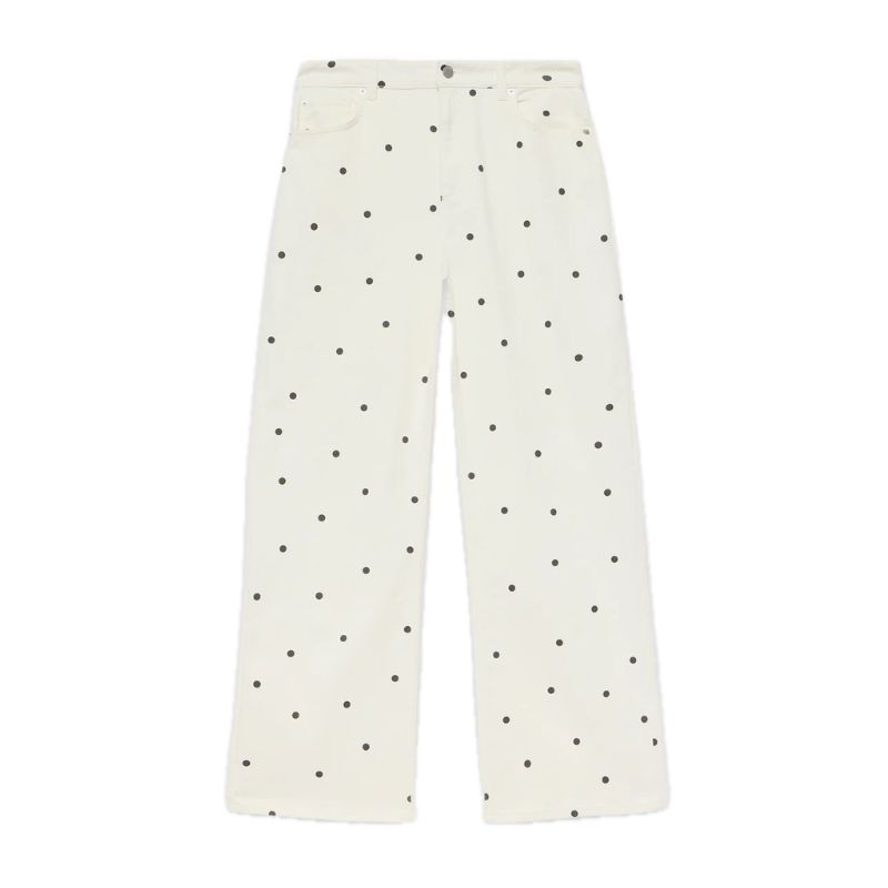 Mint Velvet, Cream Polka Dot Wide Jeans