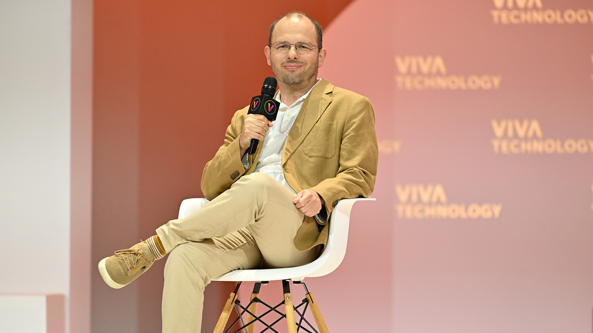 Former GitHub CEO and founder of Entire Thomas Dohmke pictured during a Q&A session at the VivaTech technology startup and innovation fair at the Porte de Versailles exhibition center in Paris.