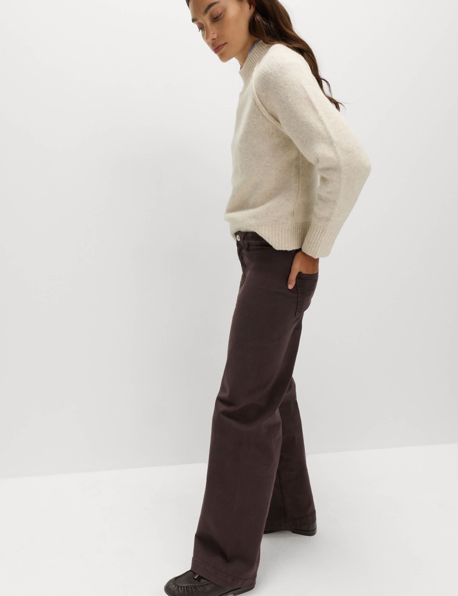 High Waisted Wide Leg Ankle Grazer Jeans