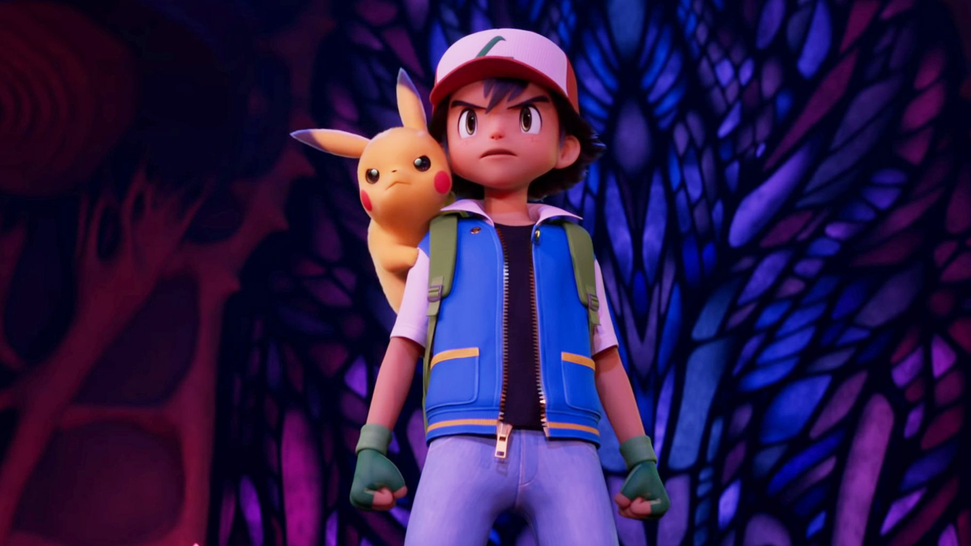 Pikachu on Ash's shoulder in pokemon mewtwo strikes back evolution, one of the Best family movies on Netflix