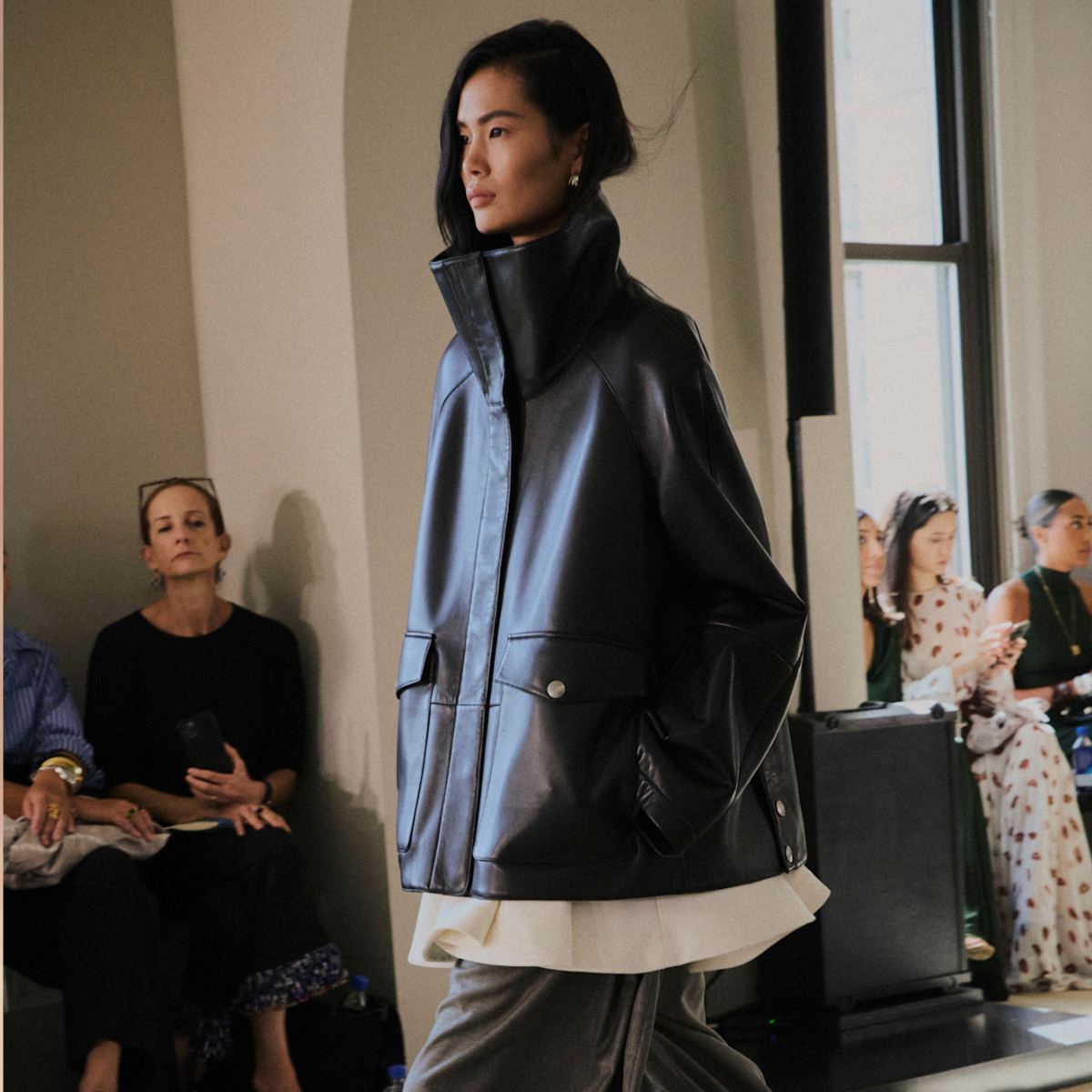 An image of one of the best funnel neck jackets on the Altuzarra runway.
