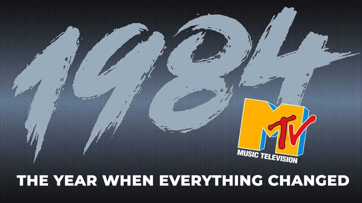 The MTV logo set against &#039;1984&#039; in large type