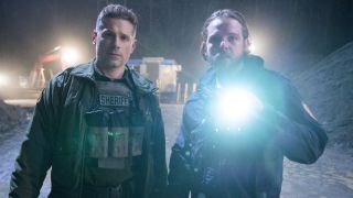 Matt Lauria and Max Thieriot as Boone and Bode, respectively, on Sheriff Country/Fire Country Crossover.