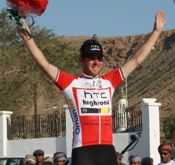 Matt Goss (HTC-Highroad) in the red Tour of Oman leader's jersey.