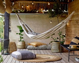 Striped Grey Garden Hammock