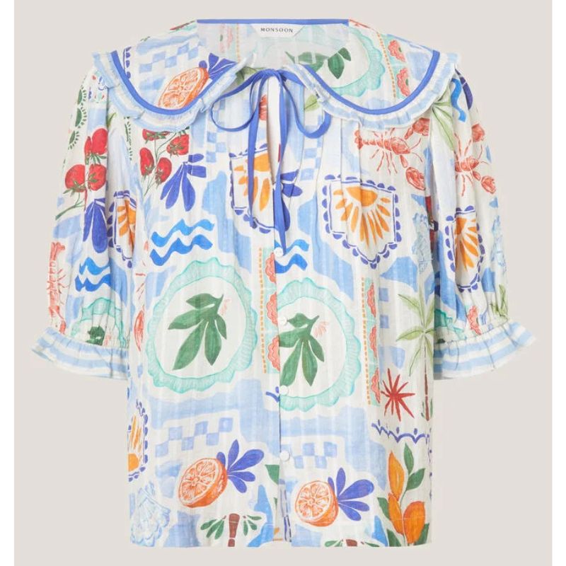 Monsoon, Monsoon x Charlie Taylor Printed Blouse White