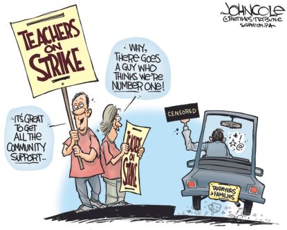 Editorial cartoon U.S. Education teachers strike taxpayers back to school