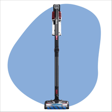 Image of Bissell vacuum on blue graphic background