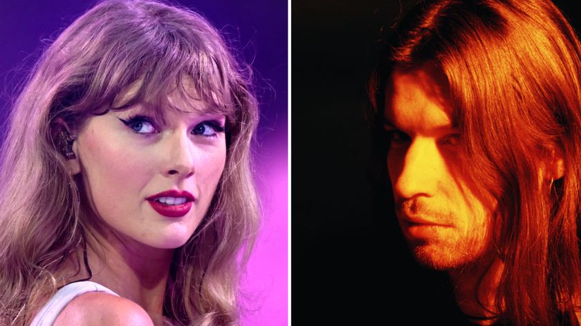 Taylor Swift 2024, Aphex Twin, circa 2000 composite image