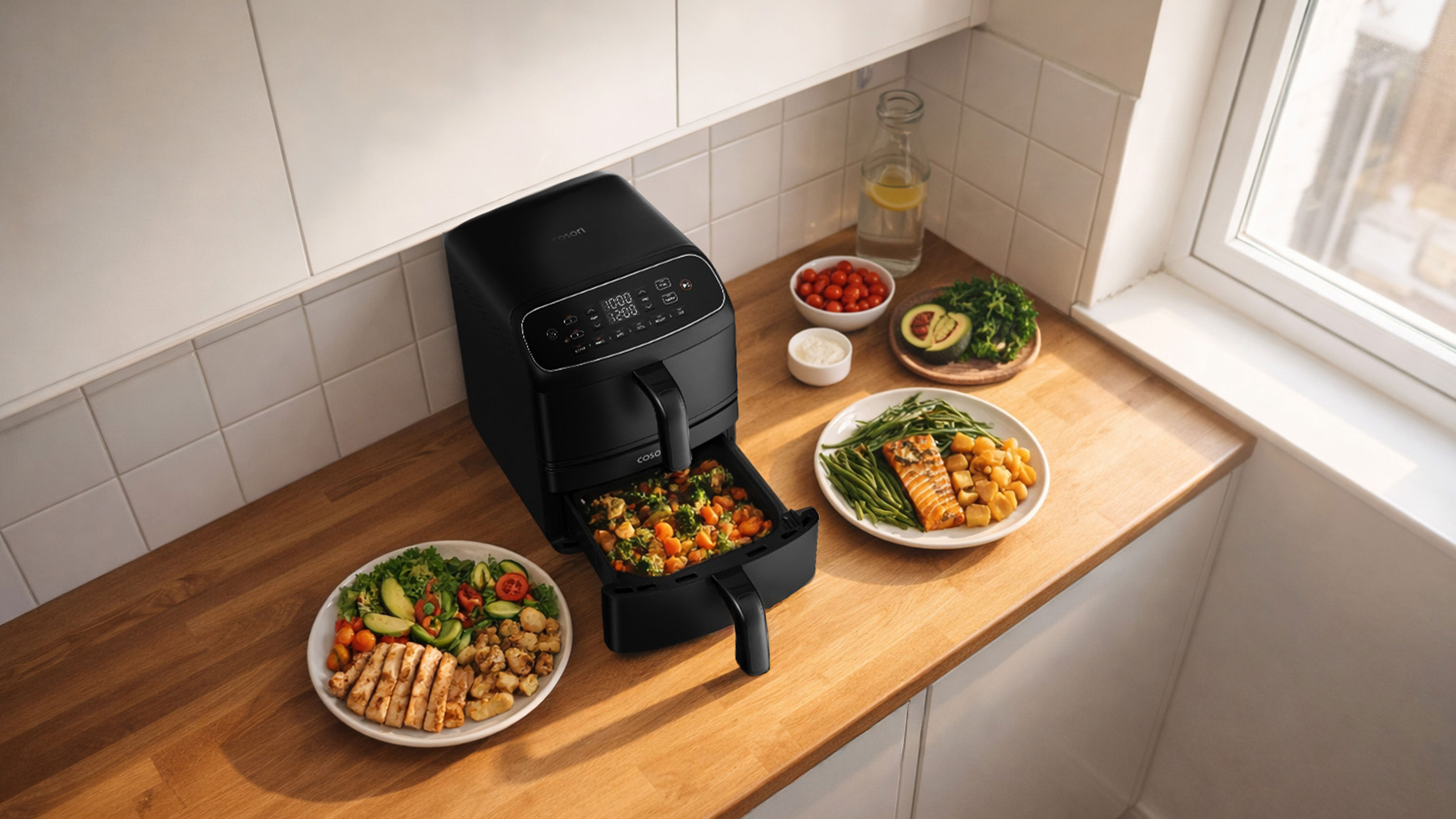 Cosori air fryer in kitchen