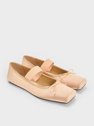 Satin Square-Toe Mary Jane Ballet Flats