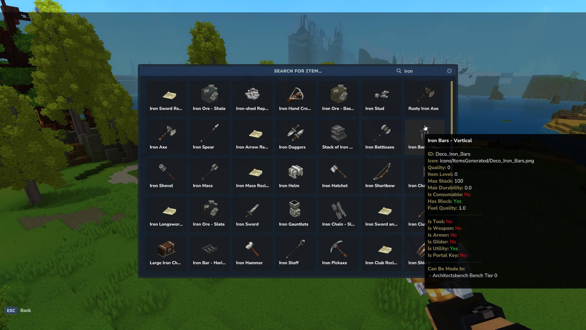 Best Hytale mods: The Advanced Item Info panel, showing various extra details about an item.