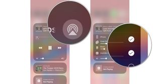 Tap the AirPlay button, then tap the speakers you want to use