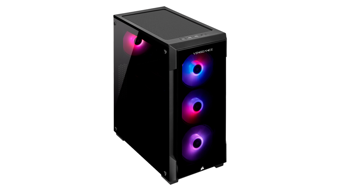 Corsair Vengeance i4200 on a white background, with RGB fans