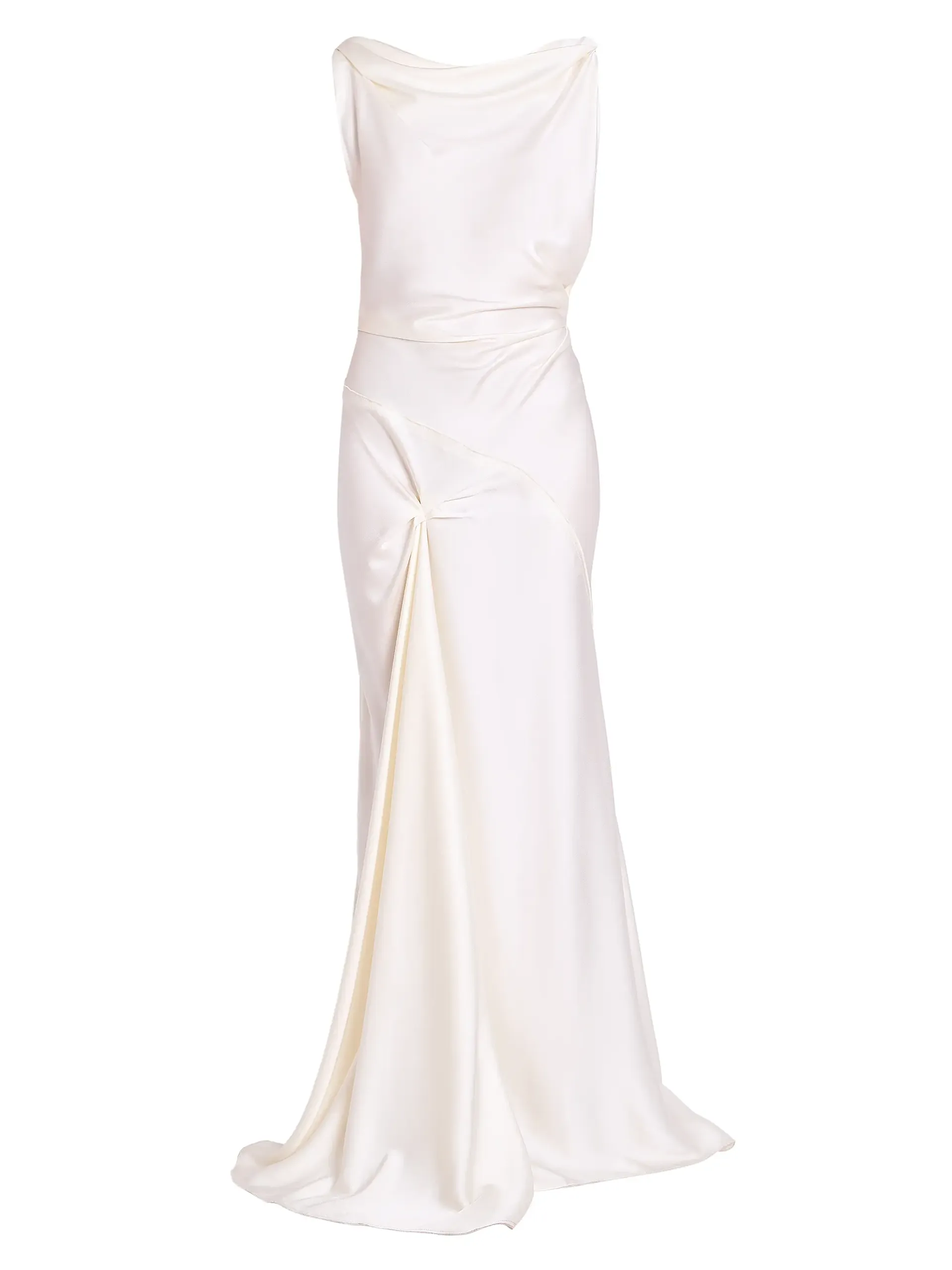 Satin Asymmetric Drape Gown