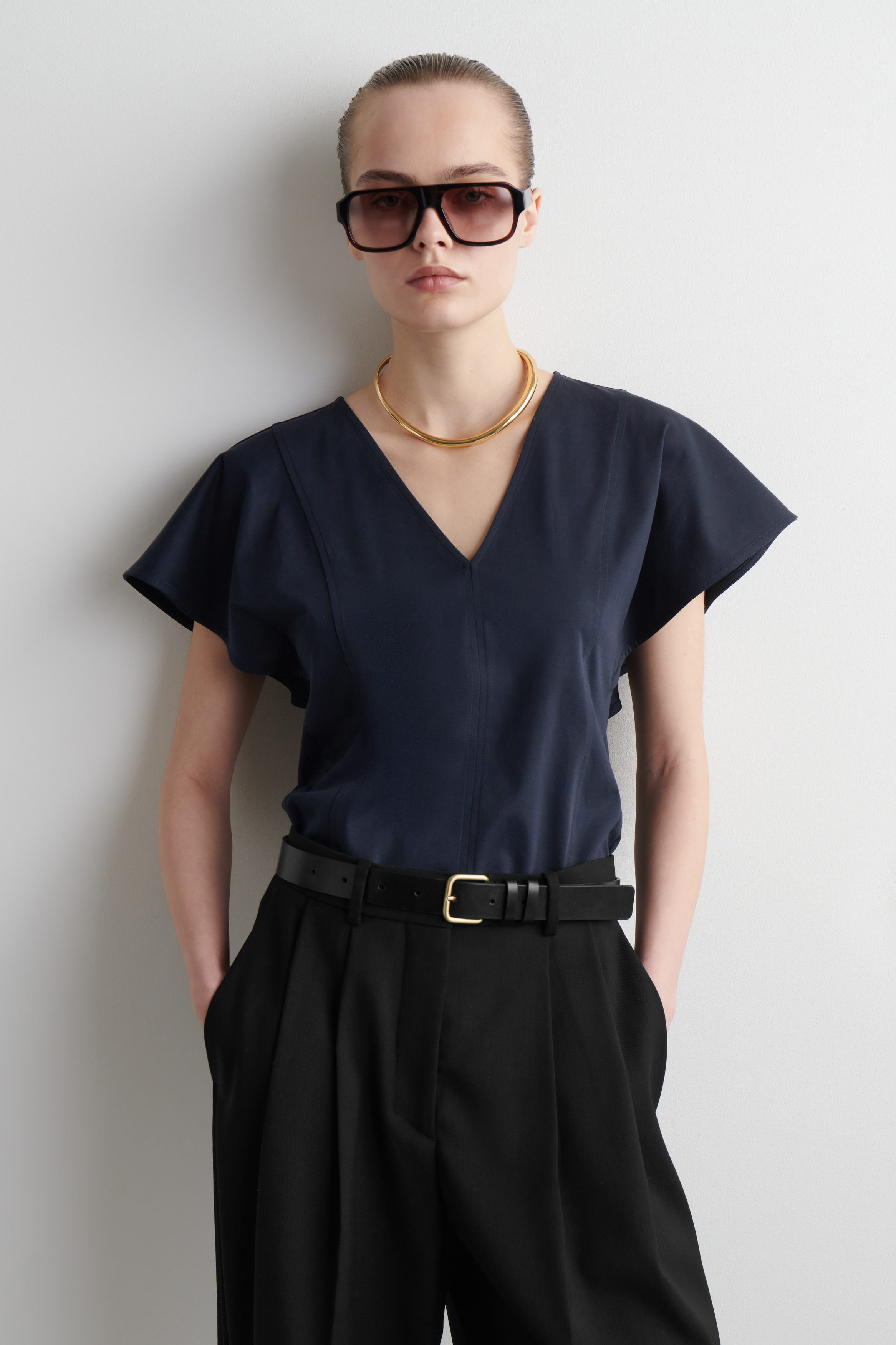 Petal-Sleeve Cotton Top