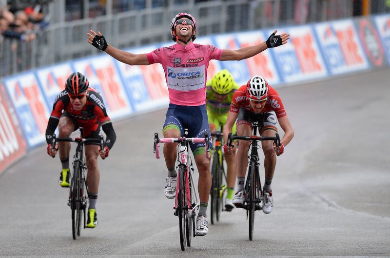 Michael Matthews (Orica-GreenEdge) wins stage six of the 2014 Giro d'Italia in the maglia rosa