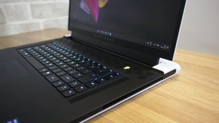 A closeup of the Alienware x17 R2's keyboard