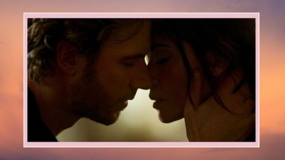 billie (sarah shahi) and brad (adam demos) kissing in sex/life season 2 on netflix