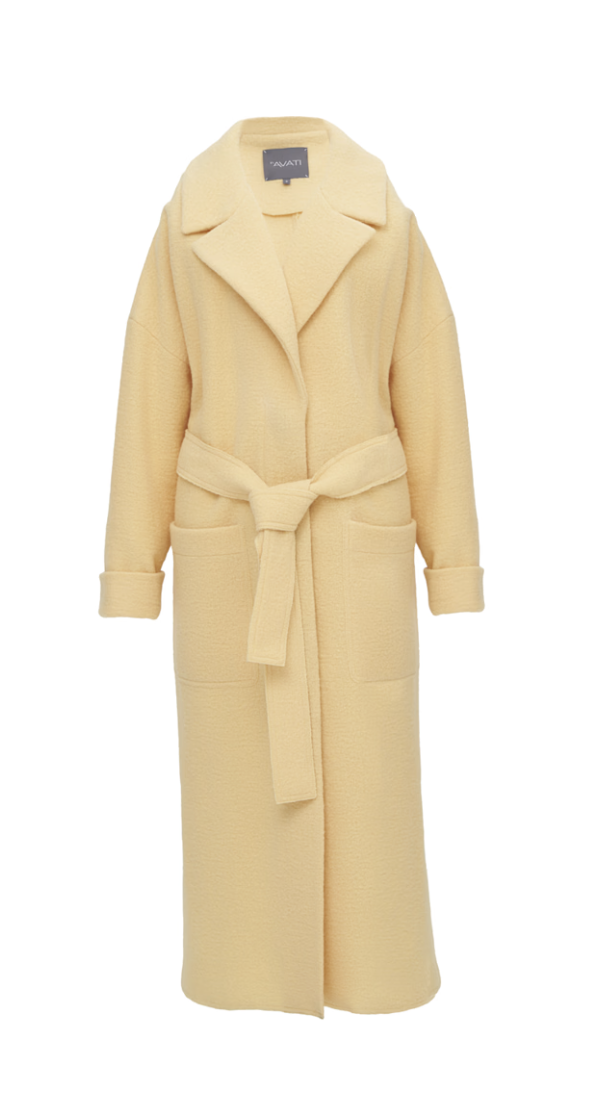 Wolf &amp;amp; Badger, Wool Yellow Coat With Patch Pockets