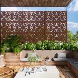 6 Ft. H X 4 Ft. W Metal Privacy Screen Fence Panel Star Pattern