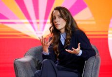 Mira Murati, Technologist speaks onstage during "New Beginnings: A Conversation with Mira Murati"