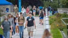 Students walk on the campus of the University of Kentucky in 2022.