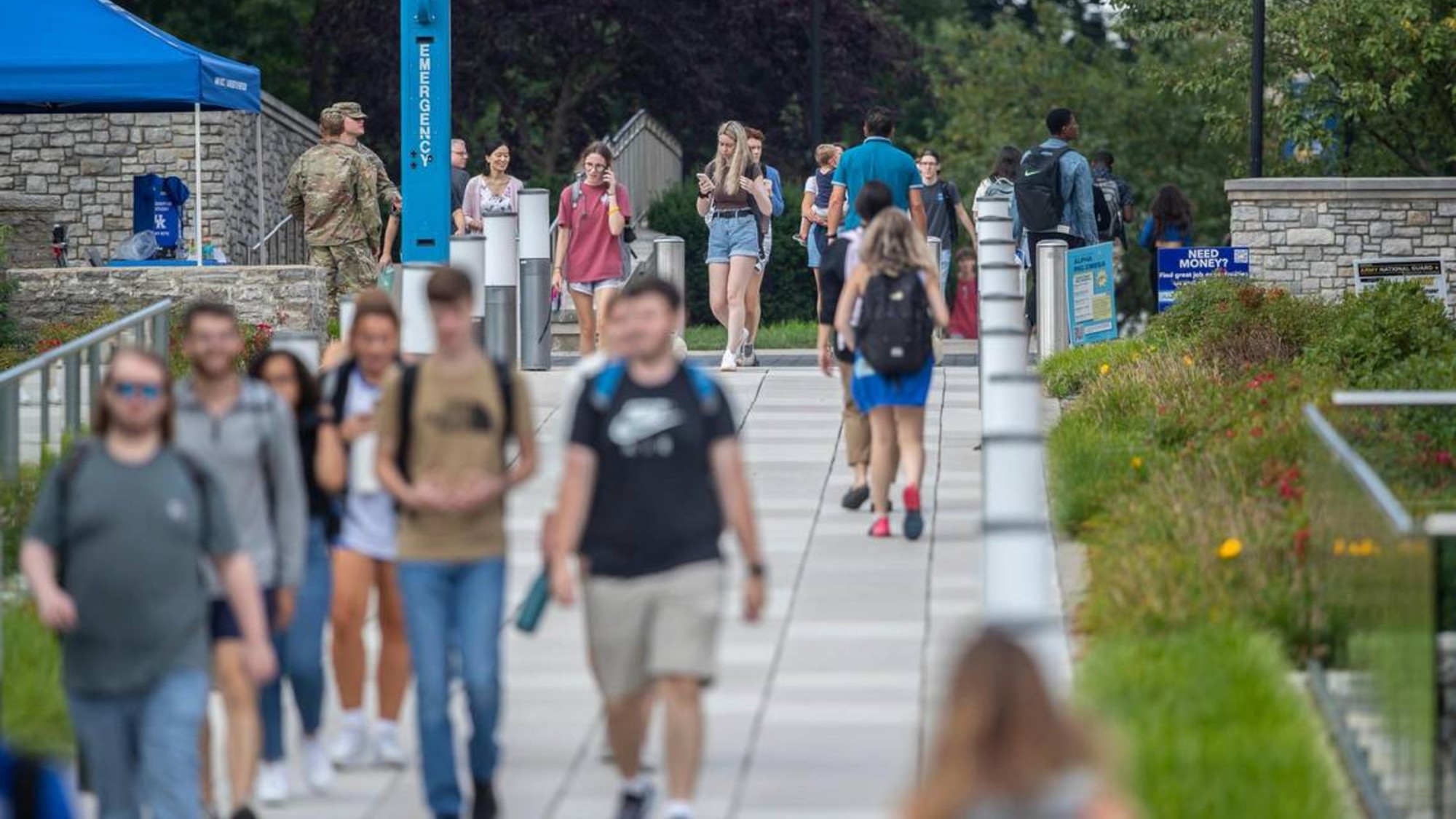 Students walk on the campus of the University of Kentucky in 2022. 