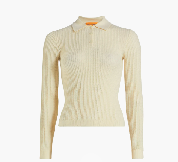 Guest in Residence Shrunken Cashmere Long-Sleeve Polo Shirt