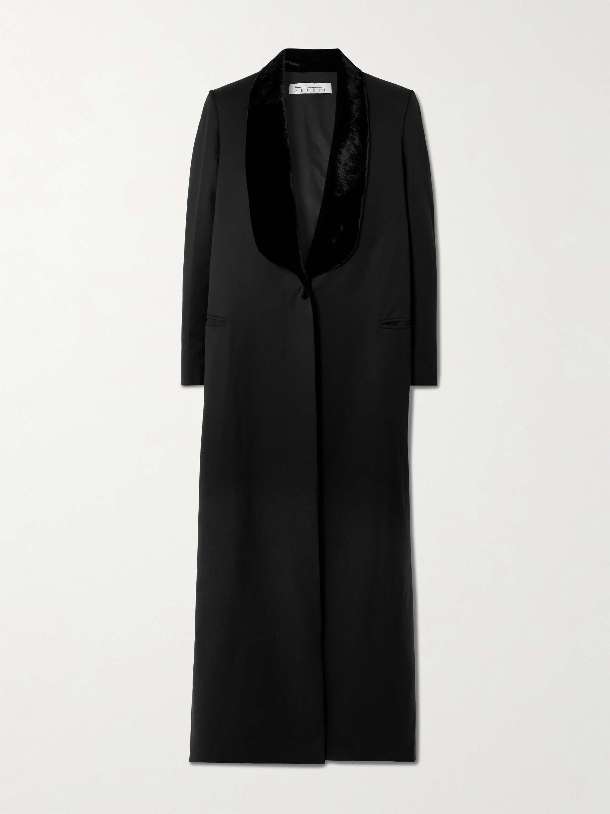 Joud Crushed Velvet-Trimmed Wool-Blend Twill Coat