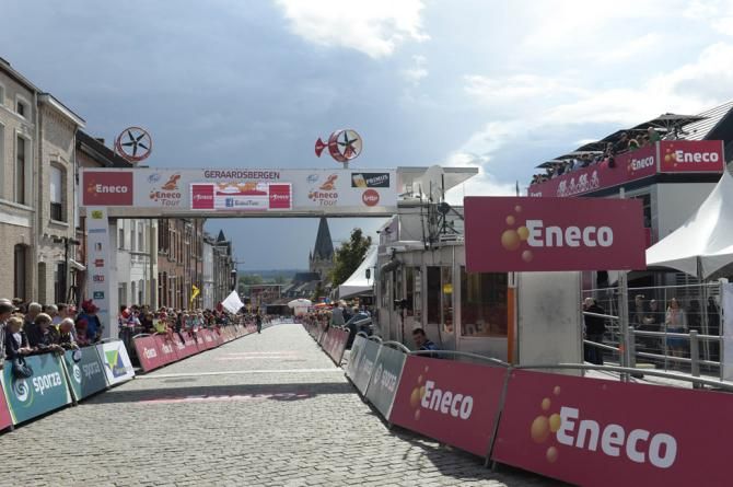 The finish line awaits the winner