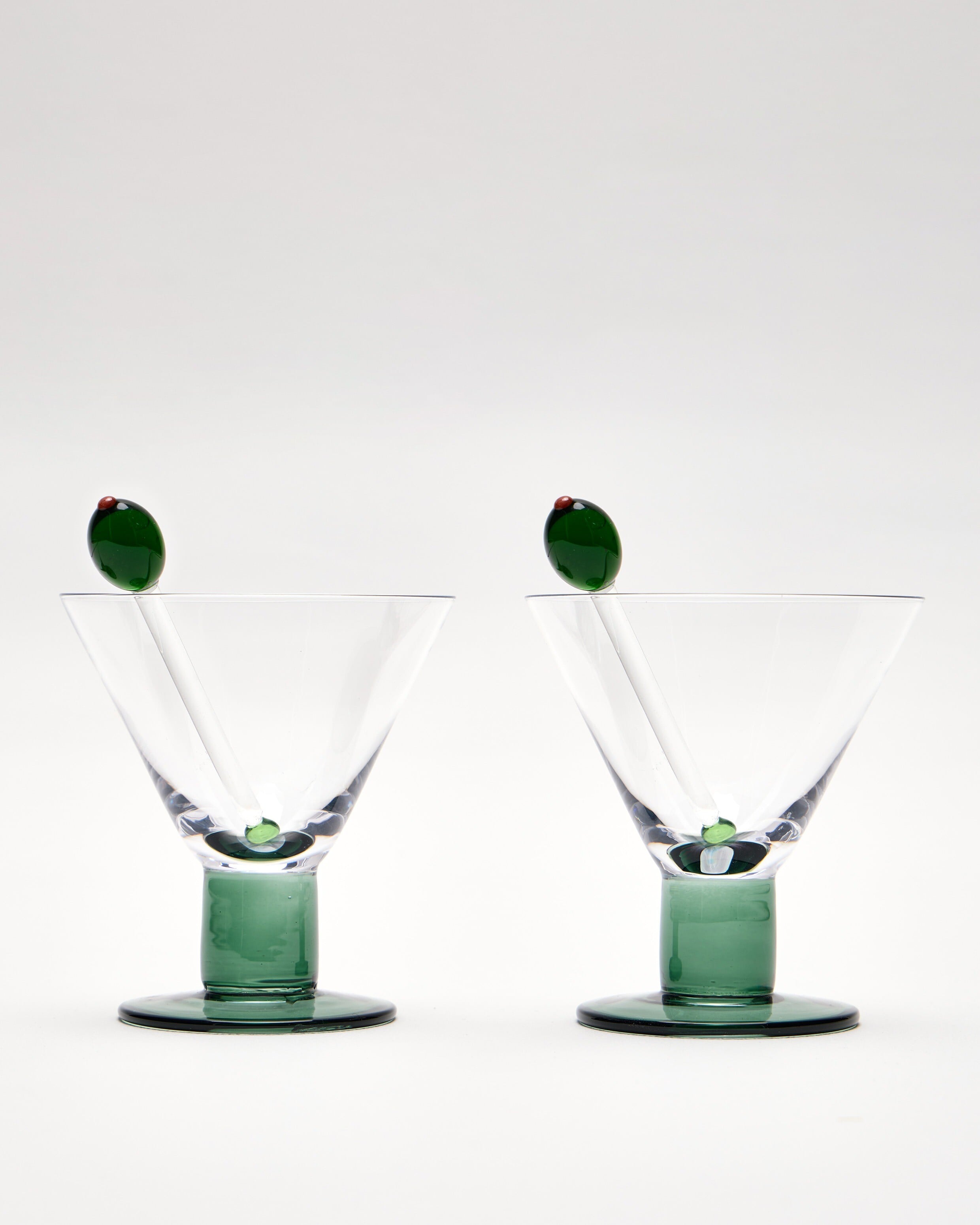 Glass Olive Martini Glasses Set of Two | Oliver Bonas