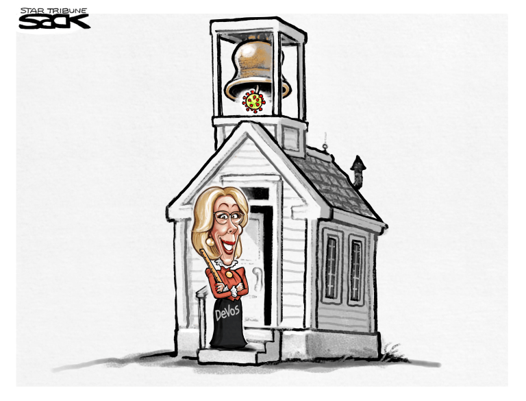 Editorial Cartoon U.S. Betsy DeVos coronavirus