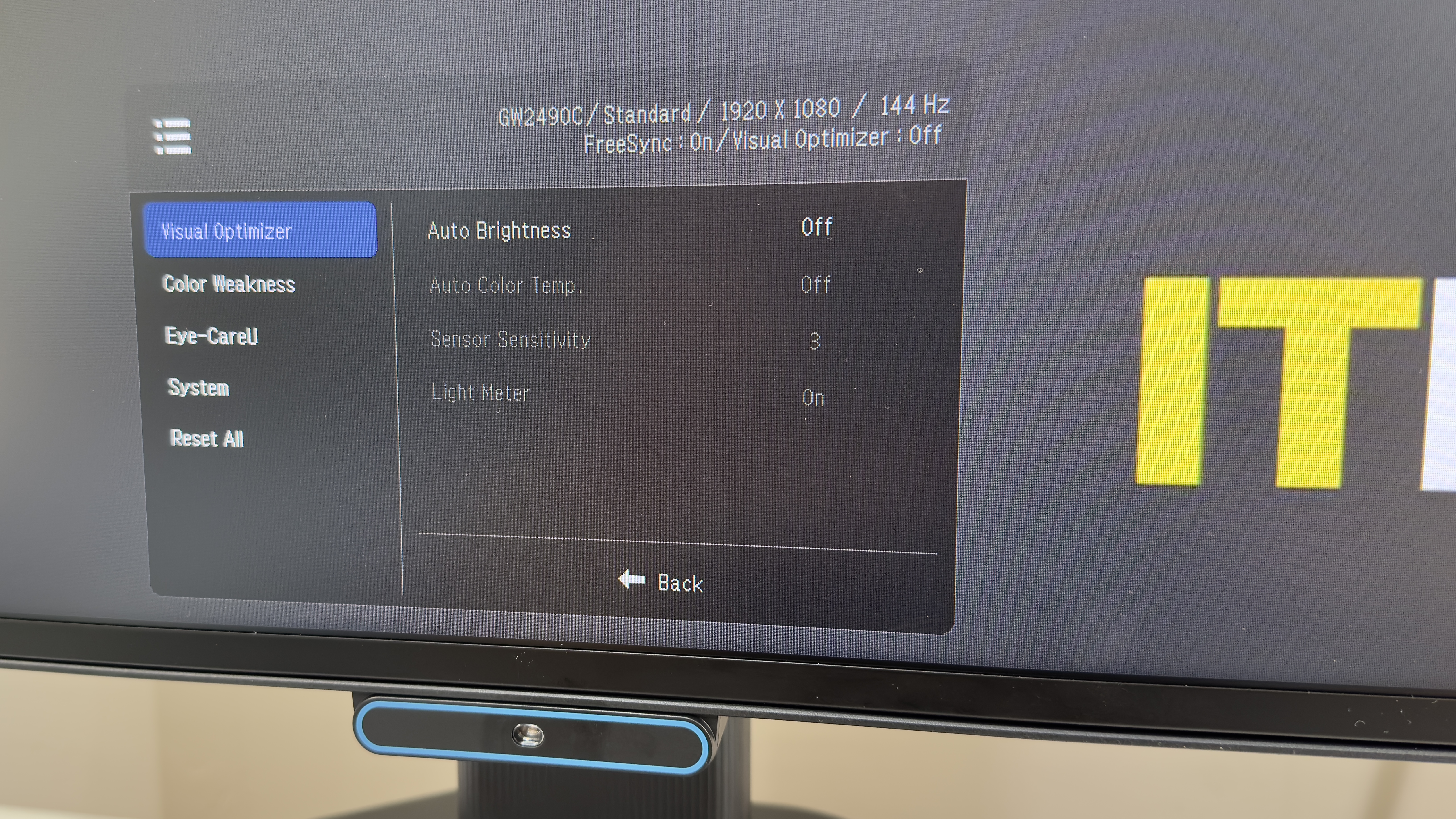 The BenQ GW2490C monitor on a desk