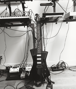 St Vincent signature guitar in her home studio