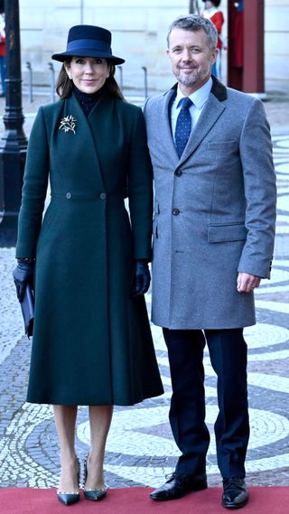 Mary, Crown Princess of Denmark and Crown Prince Frederik of Denmark arrive at the Amalienborg Palace