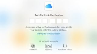 iCloud's two-factor authentication code entry screen