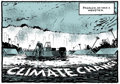 Editorial cartoon U.S. Harvey climate change