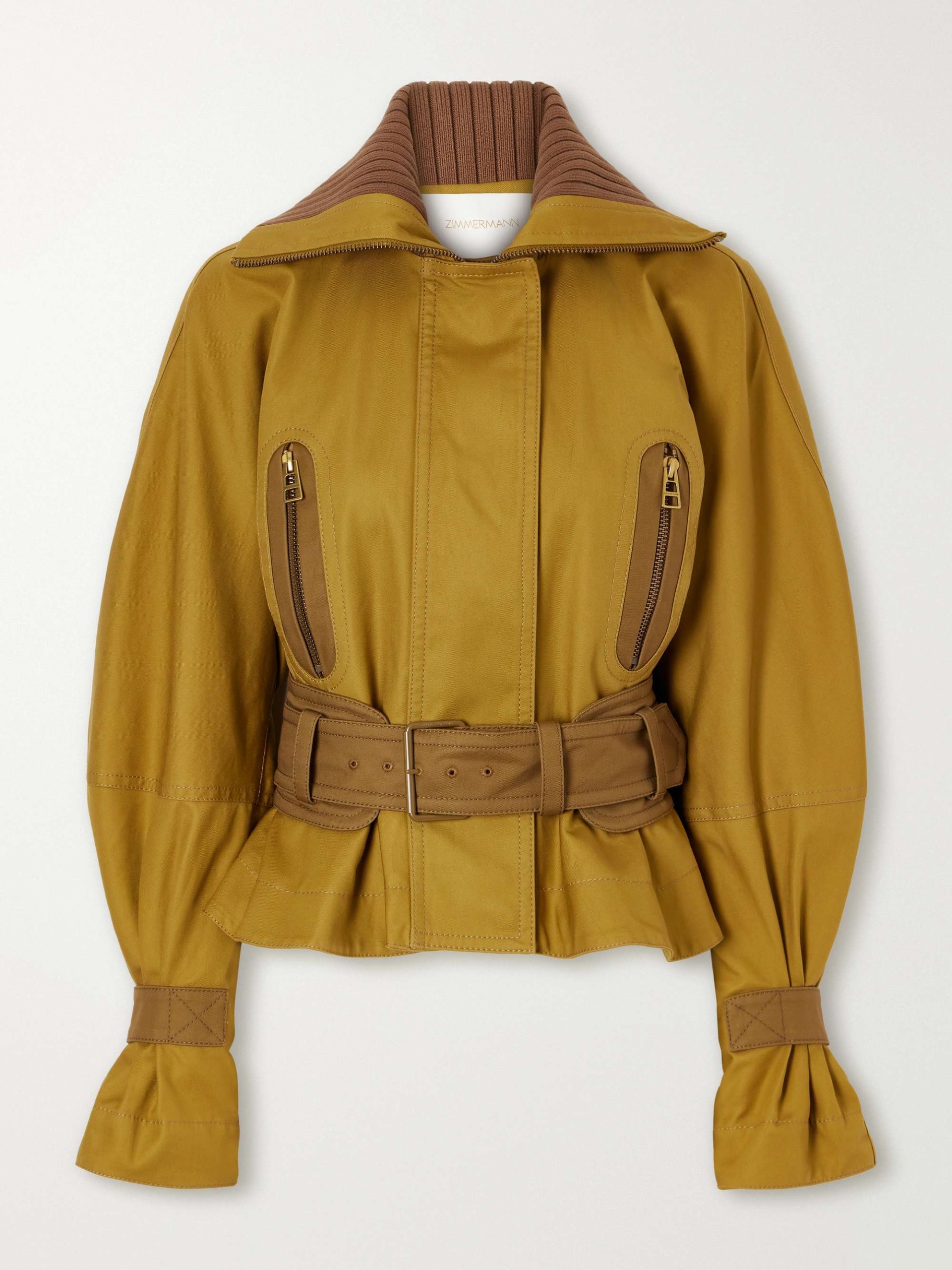Valiant Cropped Belted Two-Tone Cotton-Twill Jacket