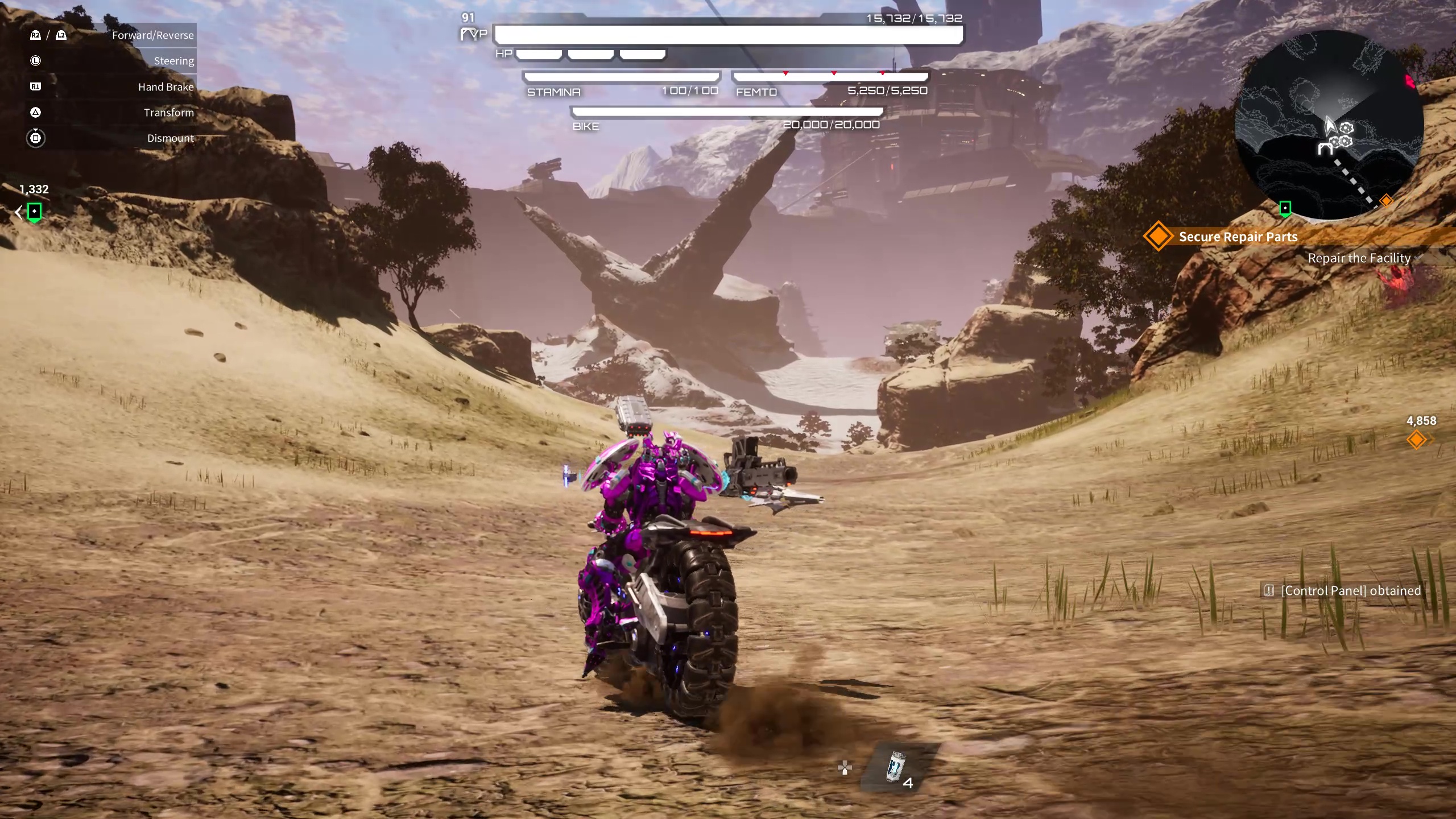 Riding a bike through a barren desert Daemon X Machina: Titanic Scion