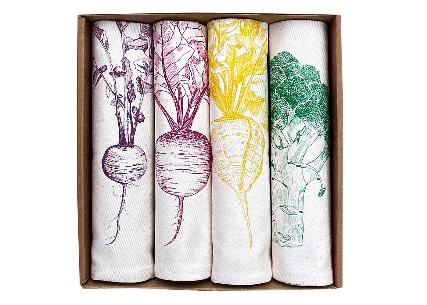 Garden Vegetable Napkin Gift Set