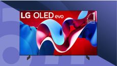 LG C4 OLED TV on purple background