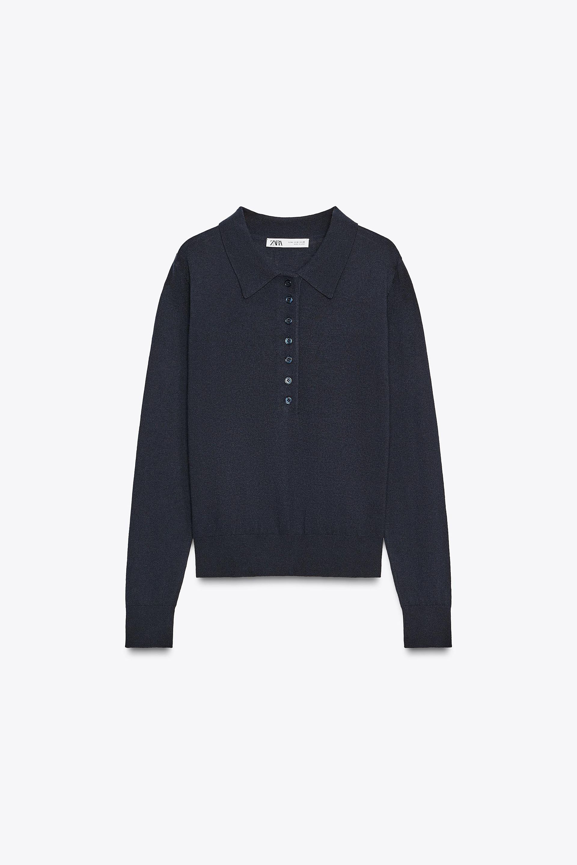 Plain Knit Polo Sweater