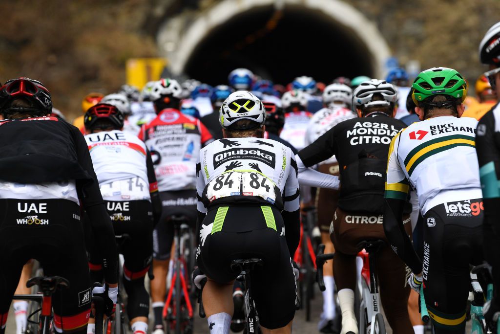 INNSBRUCK AUSTRIA APRIL 19 Lasse Norman Hansen of Denmark and Team Qhubeka Assos during the 44th Tour of the Alps 2021 Stage 1 a 1406km stage from Brixen to Innsbruck Peloton Tunnel TourofTheAlps TouroftheAlps on April 19 2021 in Innsbruck Austria Photo by Tim de WaeleGetty Images