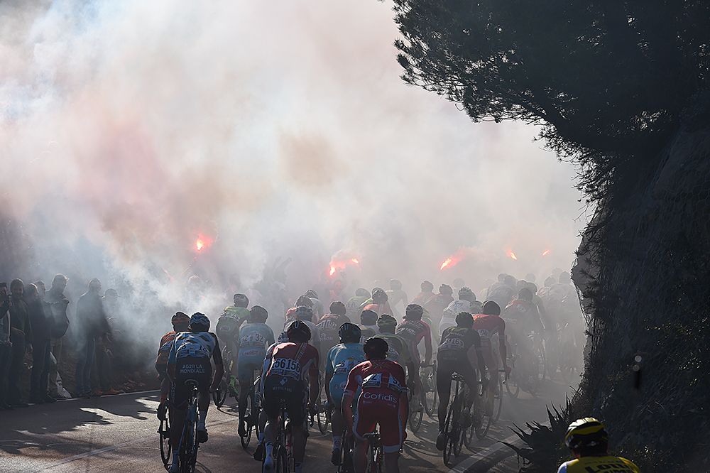 Fans lit flares to torture the riders