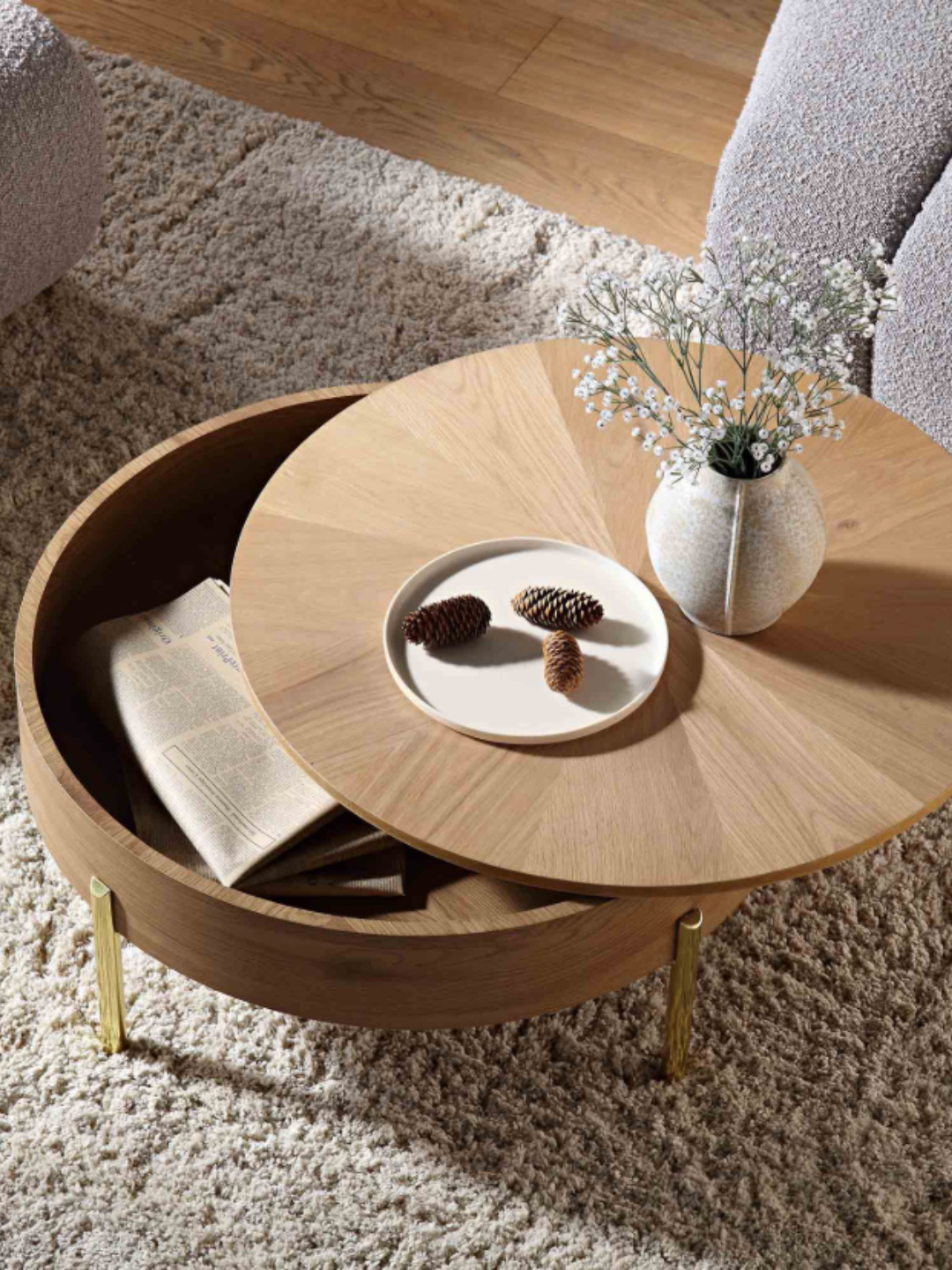 Daals, Bohdi Oak Round Rotating Coffee Table