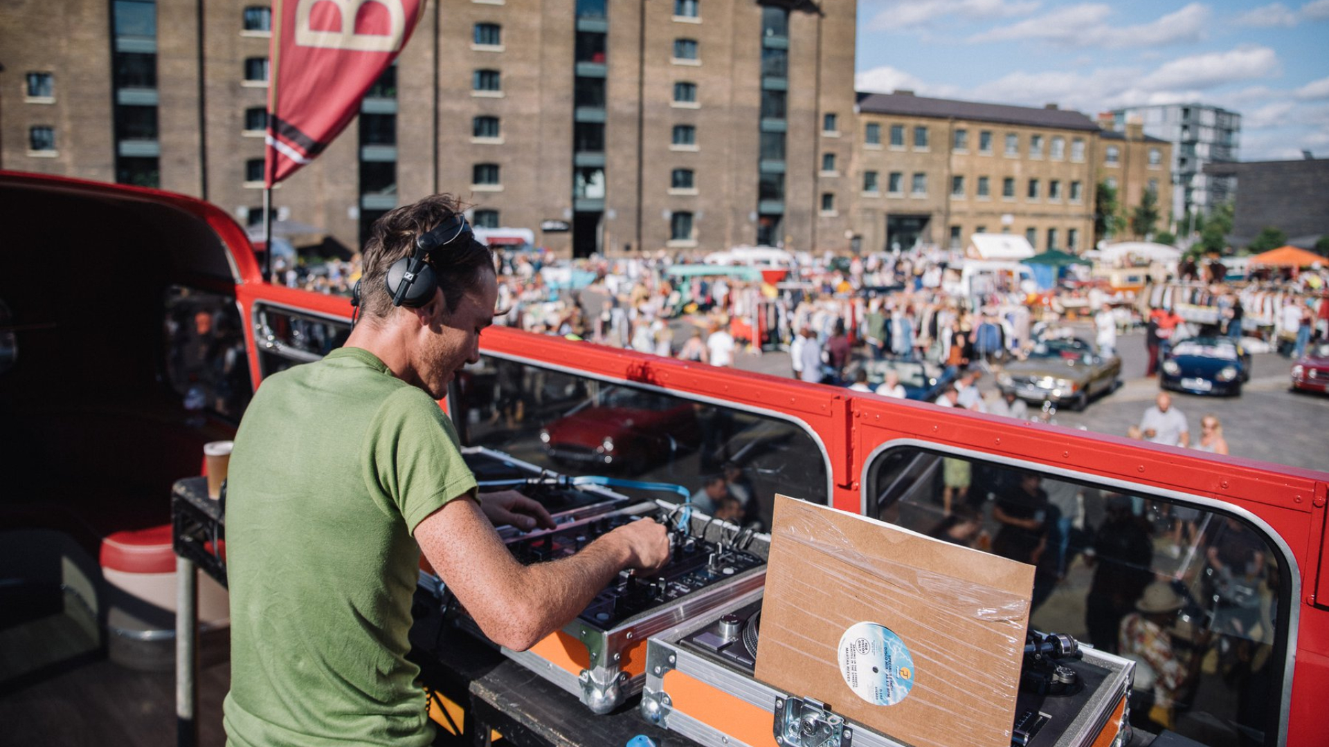 The Classic Car Boot Sale DJ on a bus