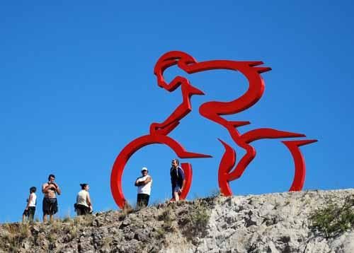 A monument to greet the peloton at the Tour de San Luis.