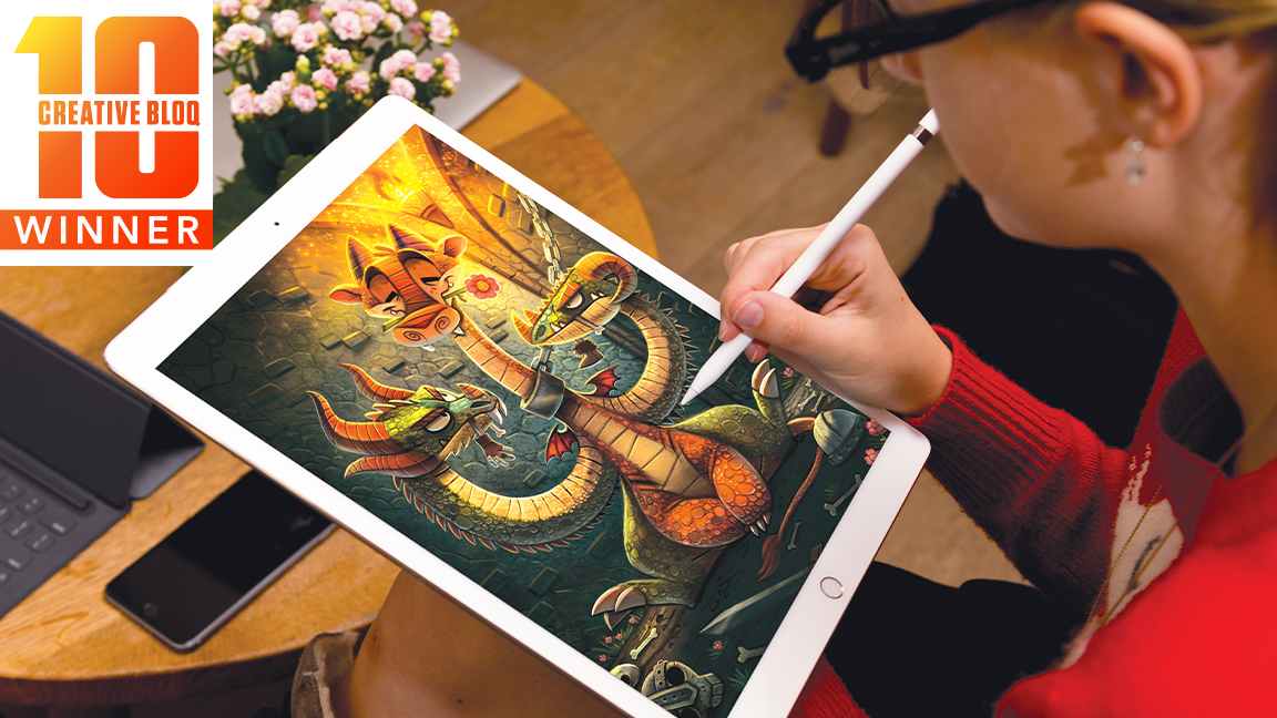Creative Bloq at 10 Awards a woman drawing on an iPad