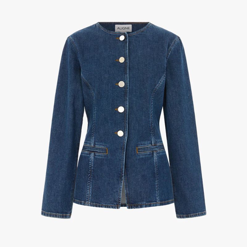 A waisted denim blazer by Aligne